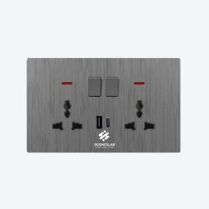 Double MF Switch Socket With Neon+USB+Type-C