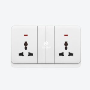 Double MF Switch Socket With Neon (Big Button)